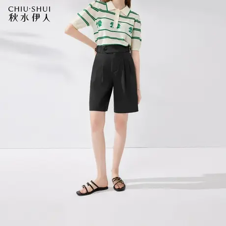 秋水伊人设计感中高腰休闲短裤2024年夏季新款女装时髦小个子裤子图片